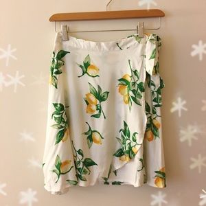 Lemon Print Wrap Skirt